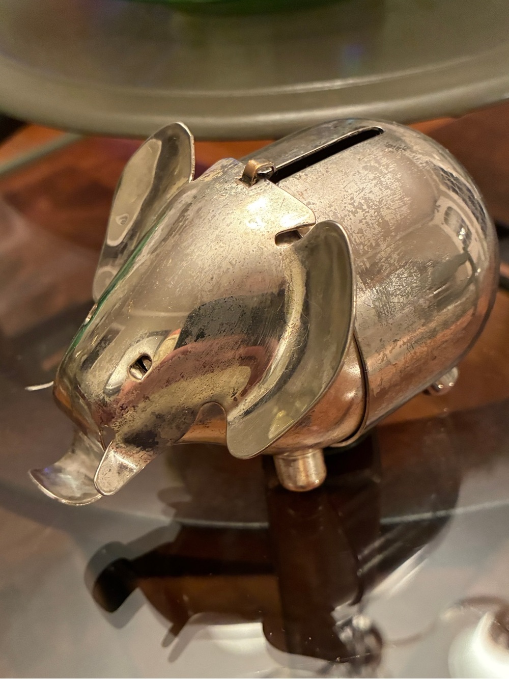 Vintage mid century @1960's Napier silver plated elephant bank